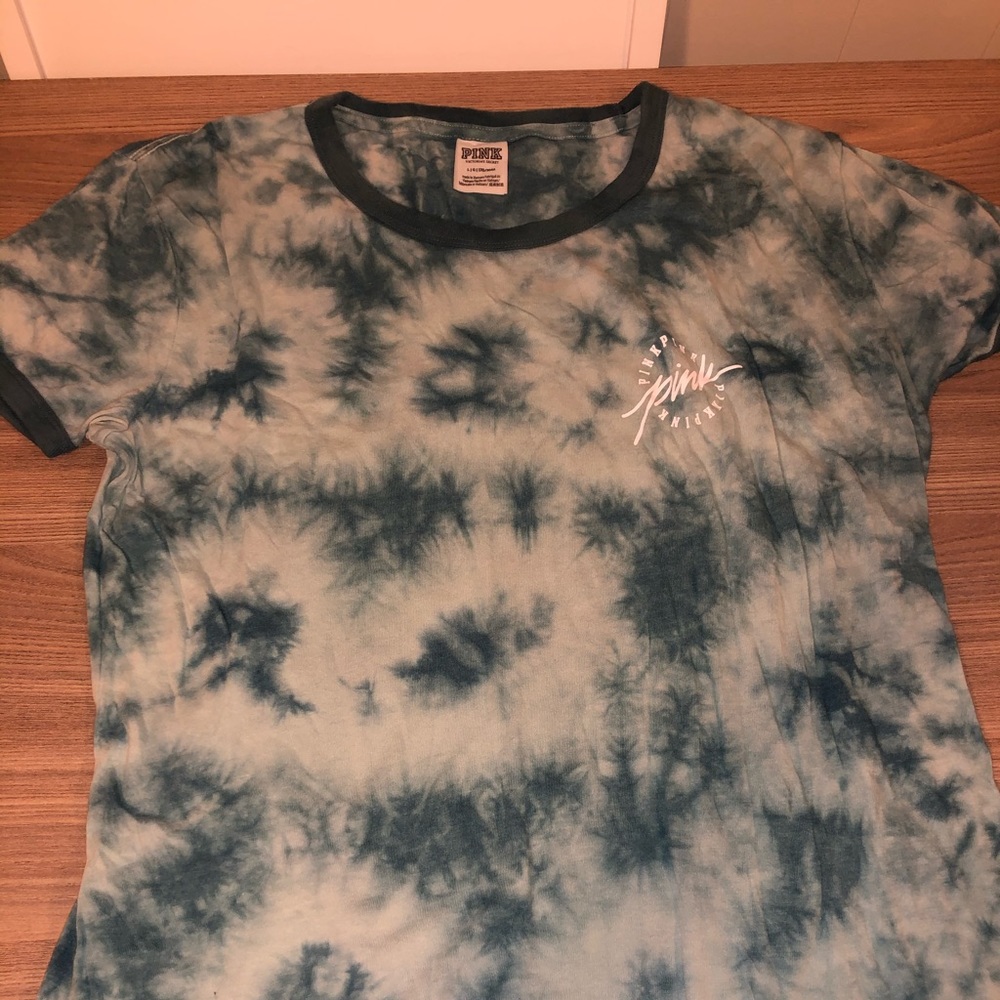 Pink Victoria’s Secret teal tie-dye tee size large